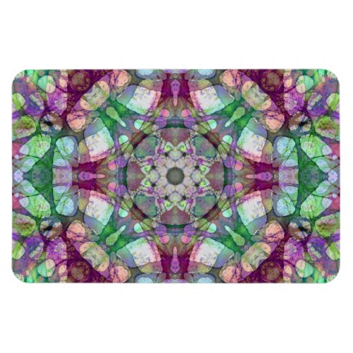 Green Cranberry and Purple Mandala Kaleidoscope Magnet