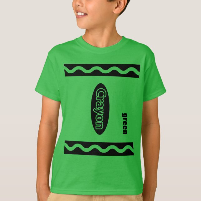 Green Crayon Box Halloween Party Group Costume T-Shirt (Front)