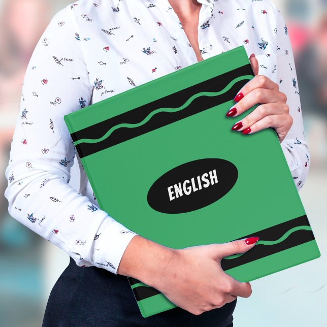 Green Crayon English Class Student School Subject 3 Ring Binder (Green Crayon English Student School Subject 3 Ring Binder)