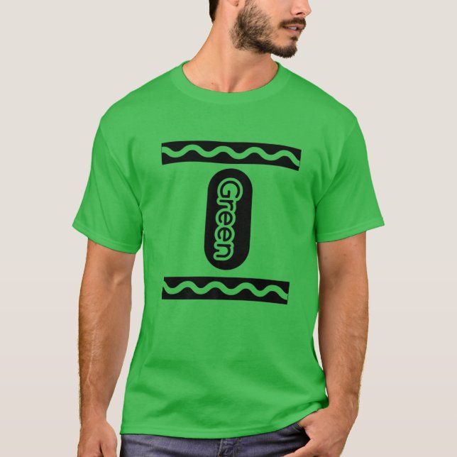 Green-Crayon Halloween Costume Couple Friend Group T-Shirt (Front)