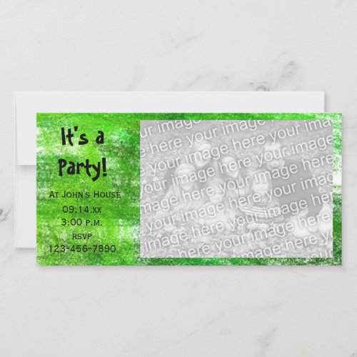 Green Crayon Scribbles Party Invitation Photo Card