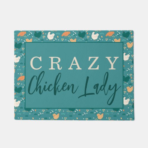 Green Crazy Chicken Lady Farmhouse   Doormat