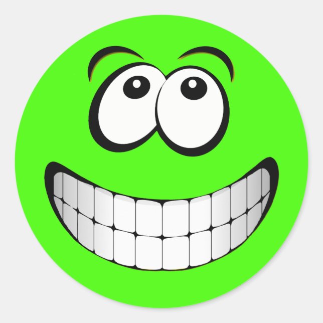 Green Crazy Eyes Face Classic Round Sticker (Front)