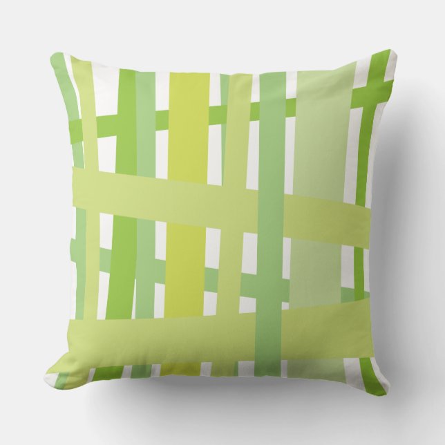 GREEN CRAZY LINES DESIGN Retro Throw Pillow (Front)