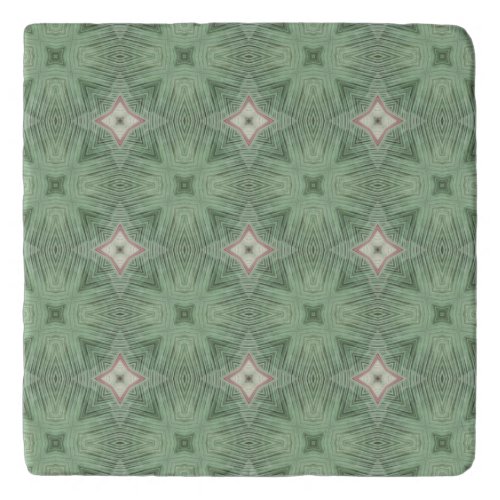 Green Cream and Pink Leaf Repeat Pattern Trivet