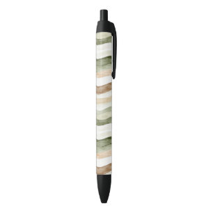 Green Cream Beige Brown Stripes Pen