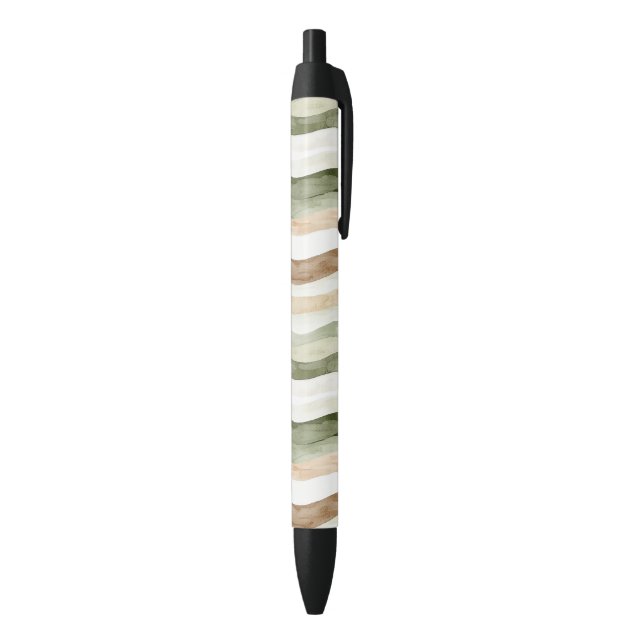 Green Cream Beige Brown Stripes Pen (Bottom (Vertical))