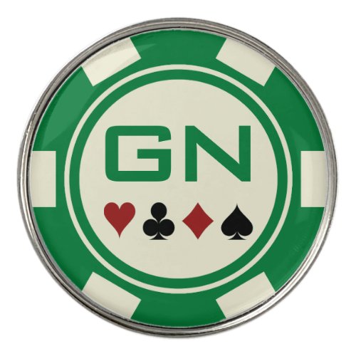 Green Cream Casino Poker Chip with Monogram Golf Ball Marker