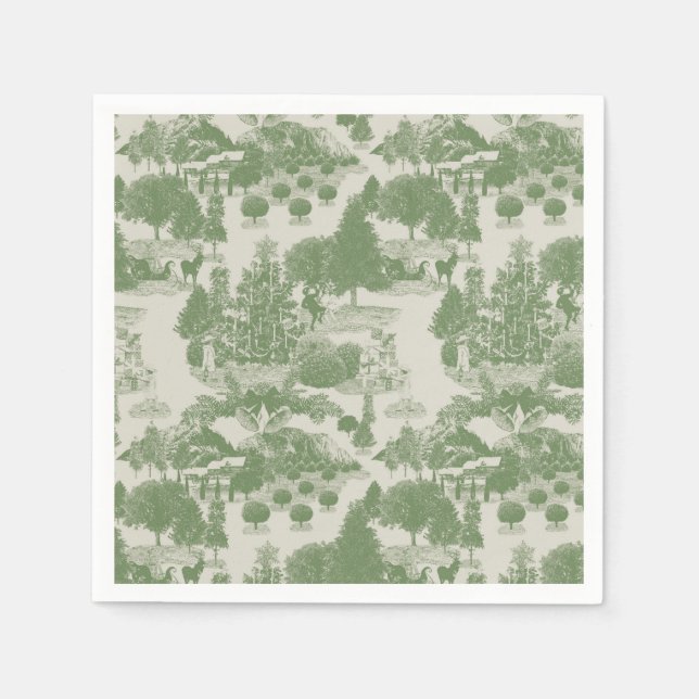 Green Cream Christmas Winter Wonderland Napkins (Front)