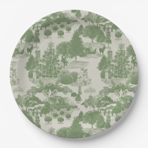 Green Cream Christmas Winter Wonderland Paper Plates