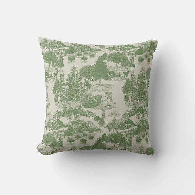 Green Cream Christmas Winter Wonderland Throw Pillow (Front)