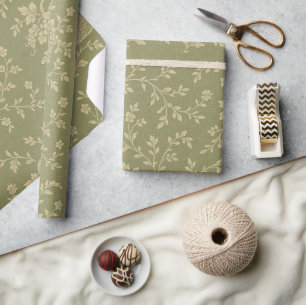 Green & Cream French Toile Fruit Baskets Wrapping Paper