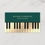 Green Cream Gold Piano Keyboard Teacher Pianist Business Card at Zazzle