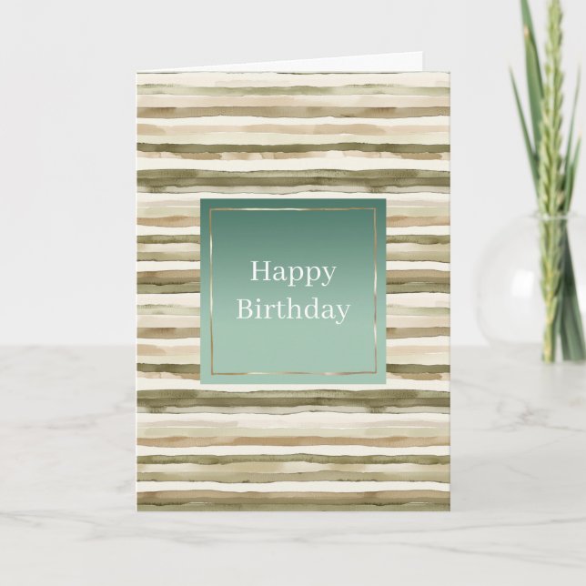 Green Cream Gold Stripes Card (Front)
