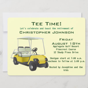 Green Cream Golf Cart Retirement Party Invitation