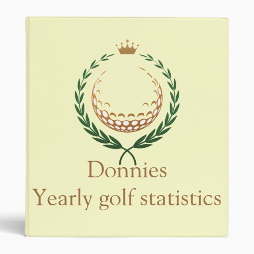 Green cream Golfer Golf Score Record Keeping 3 Ring Binder