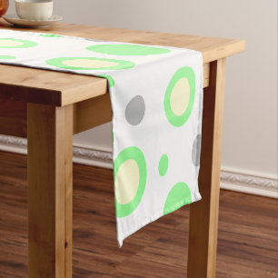 Green Cream Gray Geometric Circles Pattern Short Table Runner