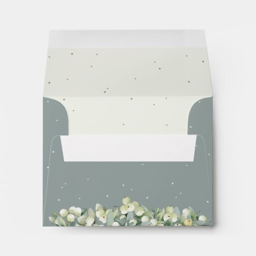 GreenCream Inner SnowberryEucalyptus Wedding A2 Envelope