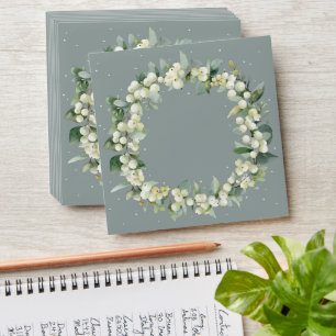 Green/Cream Inner Snowberry+Eucalyptus Wreath Envelope