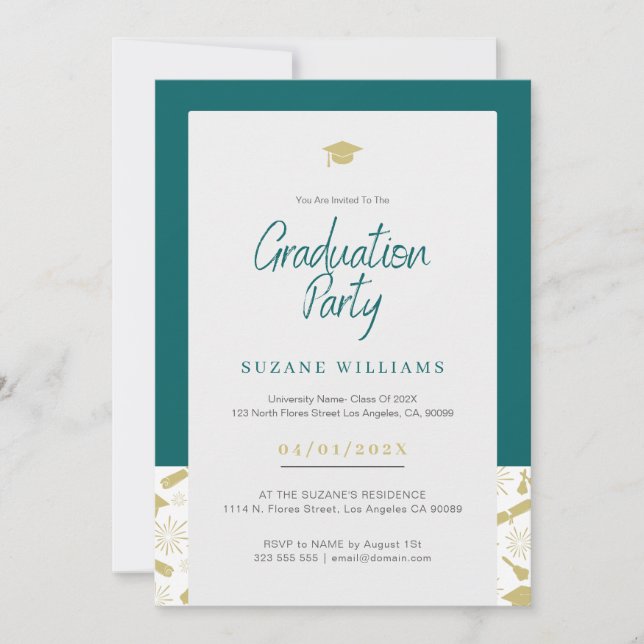 Green Cream Minimalist Graduation Party Invitation (Front)