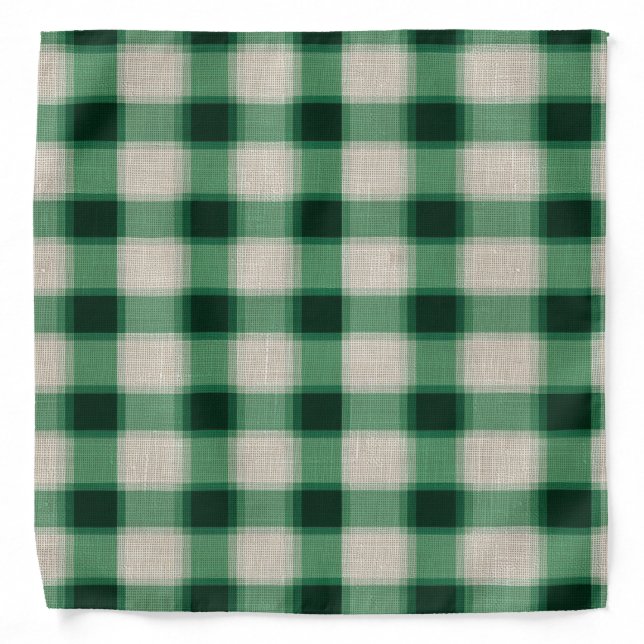 Green Cream Plaid Bandana (Front)