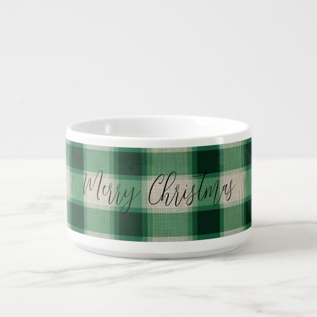 Green Cream Plaid Bowl (Center)