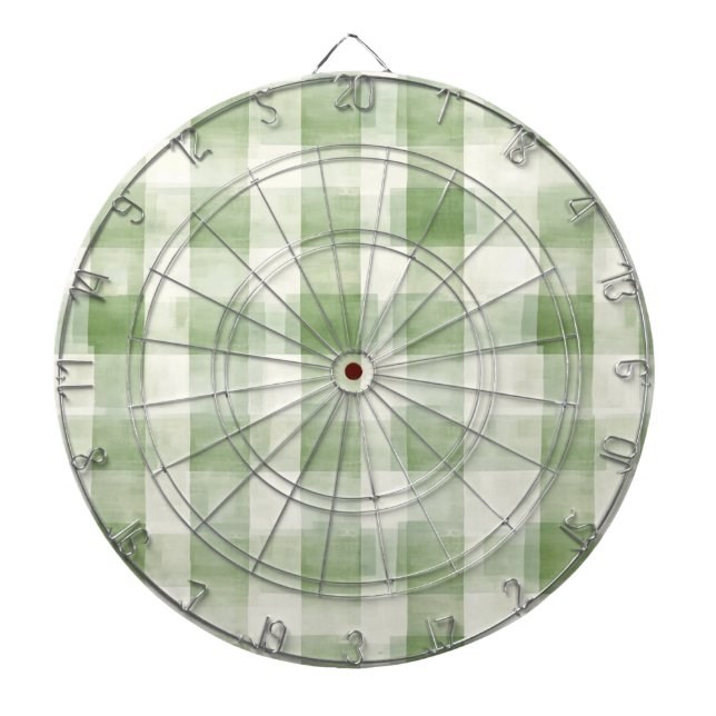 Green Cream Plaid Country Stripes Dart Board (Front)