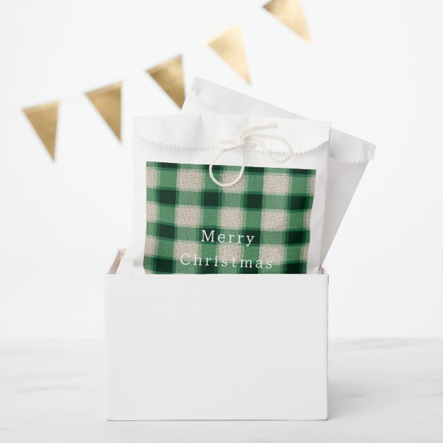 Green Cream Plaid Favor Bag (Party)