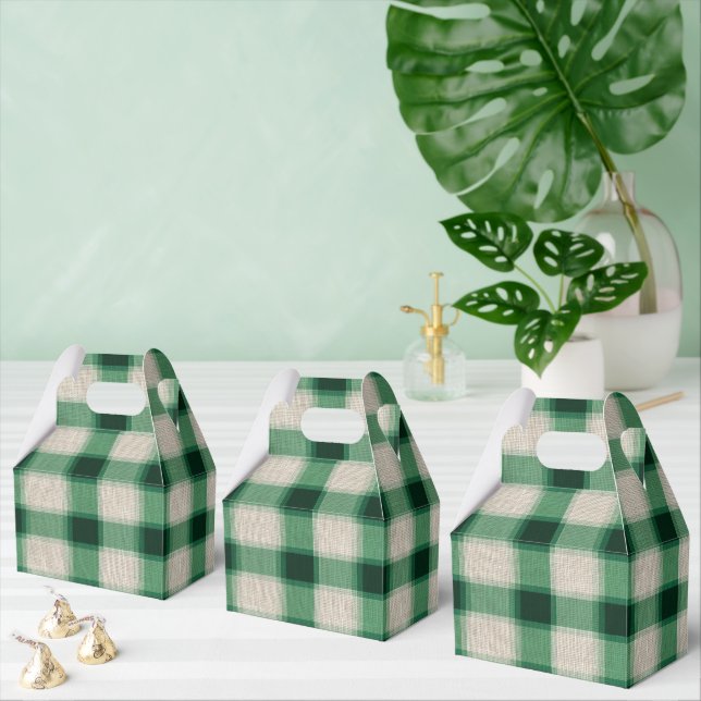 Green Cream Plaid Favor Boxes (Multiple)
