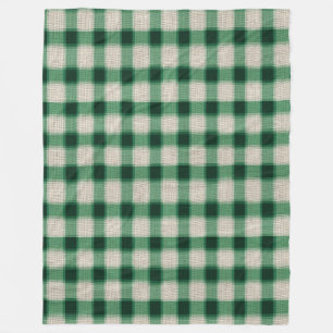 Green Cream Plaid Fleece Blanket