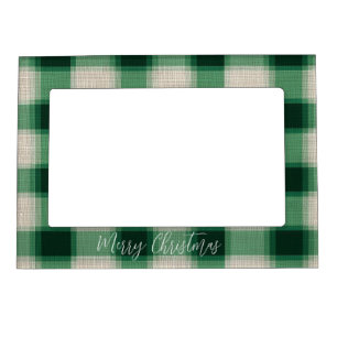 Green Cream Plaid Magnetic Frame
