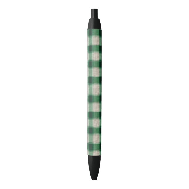 Green Cream Plaid Pen (Front Vertical)
