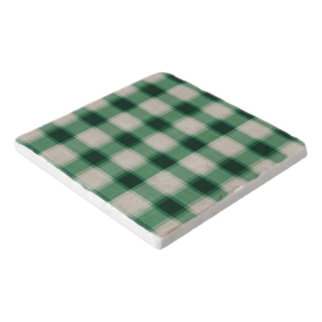 Green Cream Plaid Trivet (Corner)