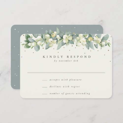 GreenCream SnowberryEucalyptus Garland Wedding RSVP Card