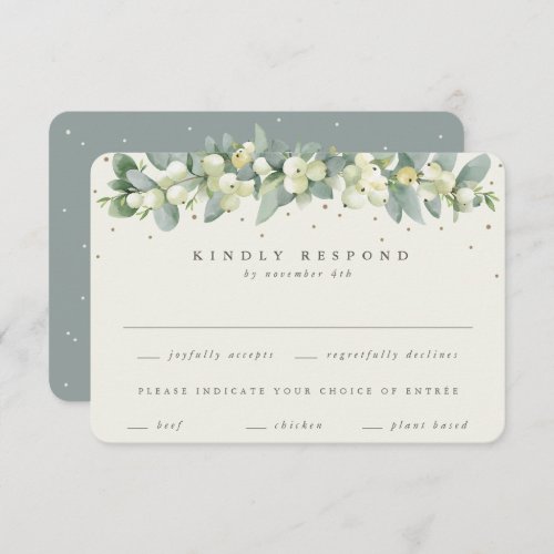 GreenCream SnowberryEucalyptus Garland Wedding RSVP Card