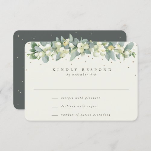 GreenCream SnowberryEucalyptus Garland Wedding RSVP Card