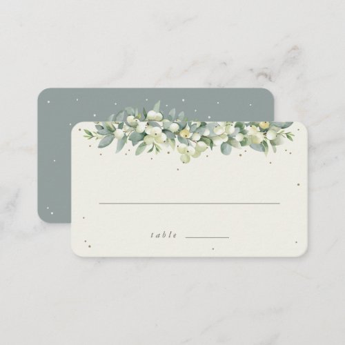 GreenCream SnowberryEucalyptus Wedding Flat Place Card