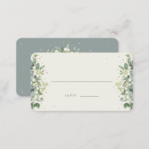 GreenCream SnowberryEucalyptus Wedding Flat Place Card