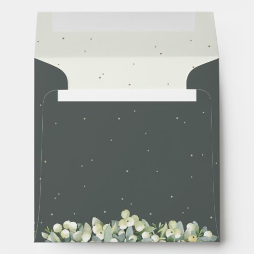 GreenCream SnowberryEucalyptus Wedding Square Envelope