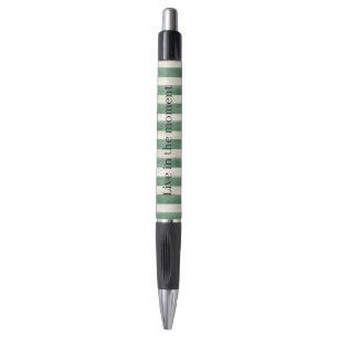 Green Cream Stripes Christmas Pen