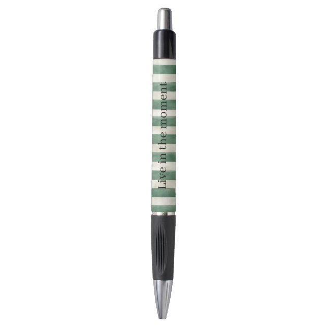Green Cream Stripes Christmas Pen (Front Vertical)