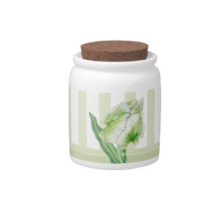 Green Cream Tulip Candy Jar