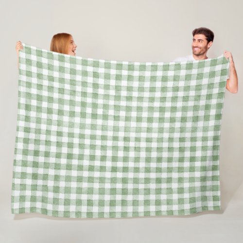 Green Cream White Plaid  Fleece Blanket