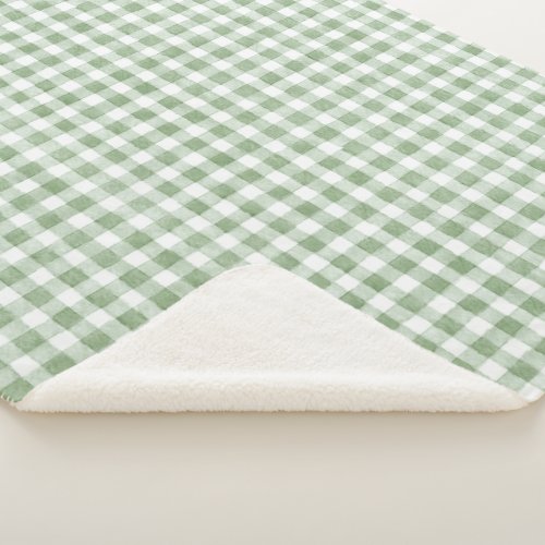Green Cream White Plaid  Sherpa Blanket