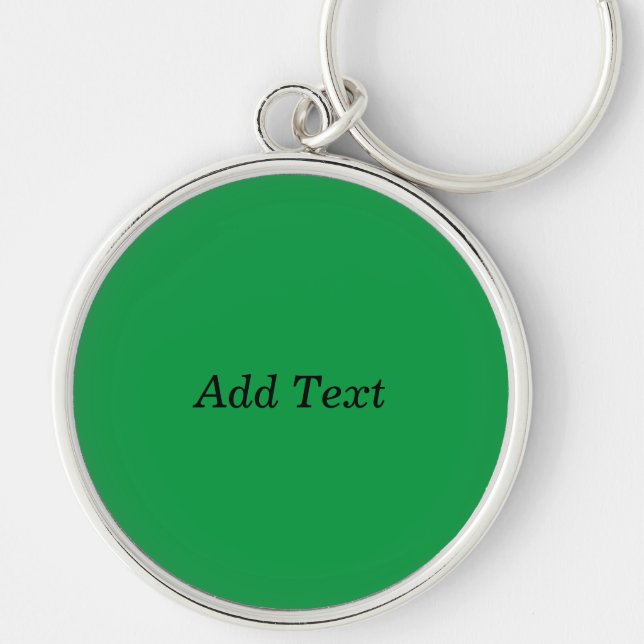 Green Create Your Own Add Text button Keychain (Front)