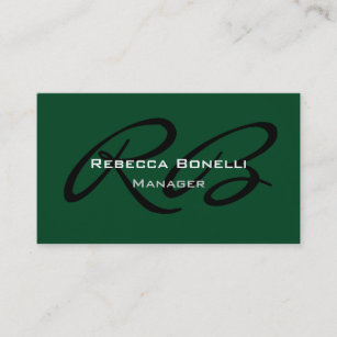 Green Creative Trendy Plain Monogram Business Card