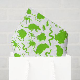 Green Creepy Crawly Critters Rats Horror Pattern Tissue Paper
