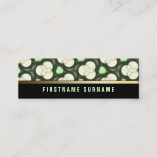 Green Creme Circles Pattern Black Mini Biz Cards