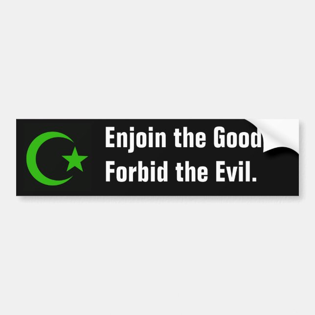 Green crescent and star--black background bumper sticker (Front)