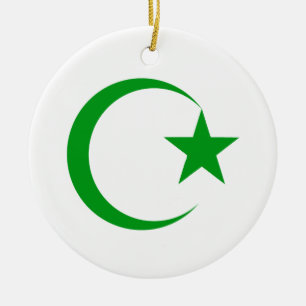 Green Crescent & Star.png Ceramic Ornament